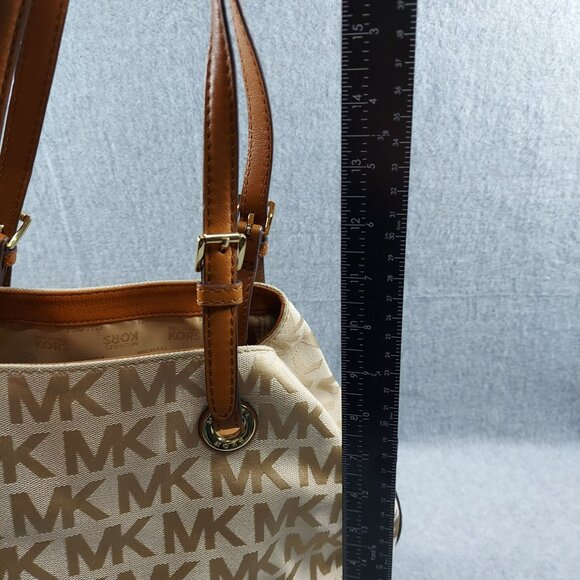 Michael Michael Kors Large Monogram Signature Beige & Brown Tote Bag - Picture 8 of 10